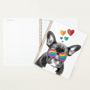 French Bulldog with Hearts Valentine's Day Planner