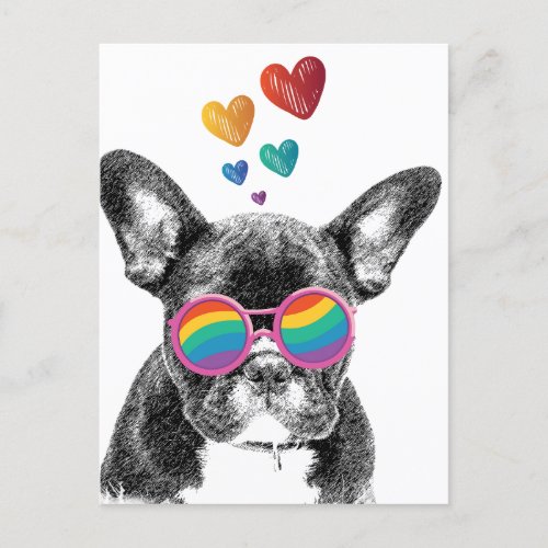 French Bulldog with Hearts Valentines Day Postcard