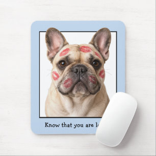 French Bulldog with Lipstick Kisses Mouse Pad