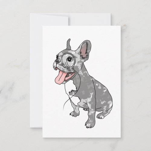 French bulldog with monocle personalized invites