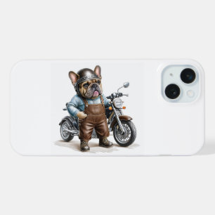 French Bulldog with motorcycle iPhone 15 Plus Case