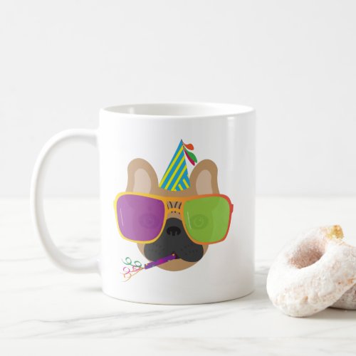 French Bulldog With Party hat and SunglassesFrench Coffee Mug