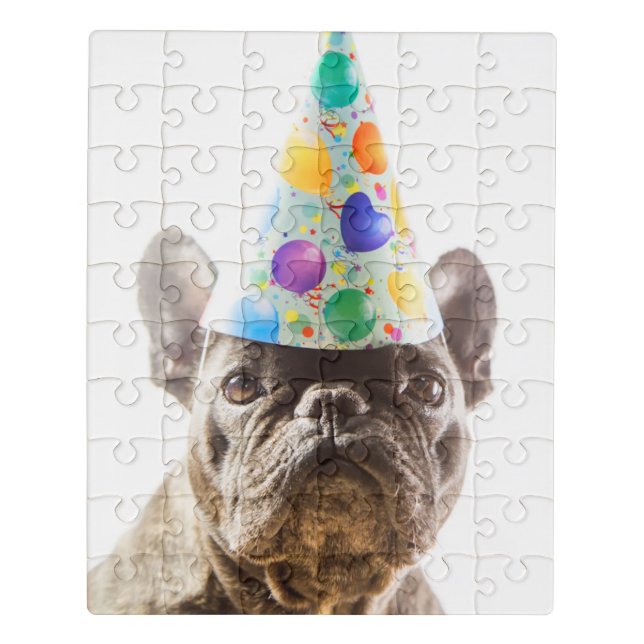 French Bulldog with Party Hat Jigsaw Puzzle (Puzzle Vertical)