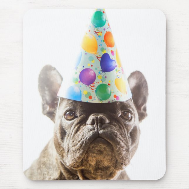 French Bulldog with Party Hat Mouse Pad (Front)
