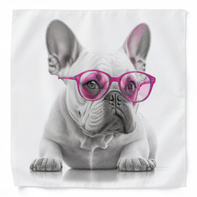 French Bulldog with pink glasses Bandana (Front)