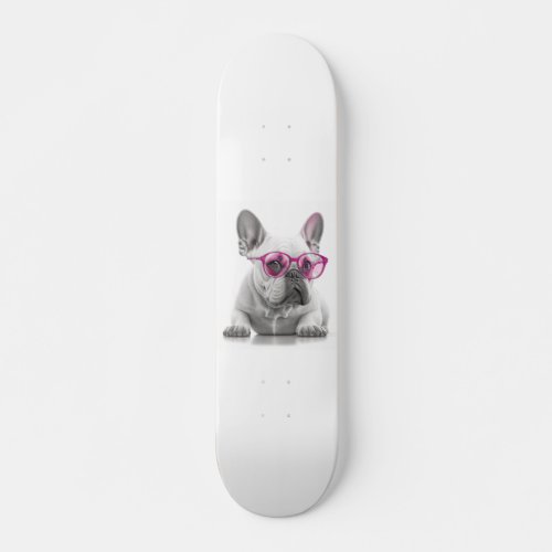 French Bulldog with pink glasses Skateboard