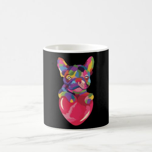 French Bulldog with red heart colorful Coffee Mug