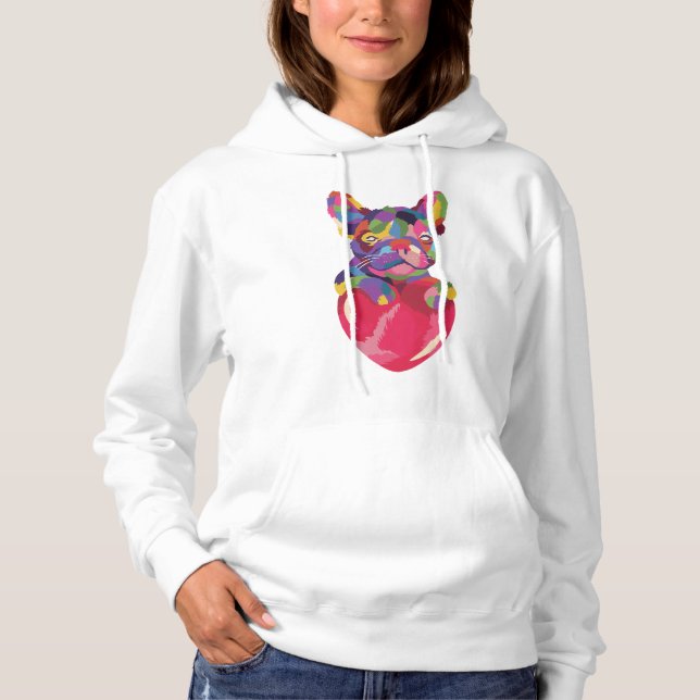 French Bulldog with red heart colorful Hoodie (Front)