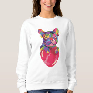 French Bulldog with red heart colorful Sweatshirt