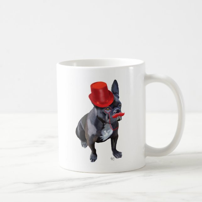 French Bulldog With Red Top Hat and Moustache Coffee Mug (Right)