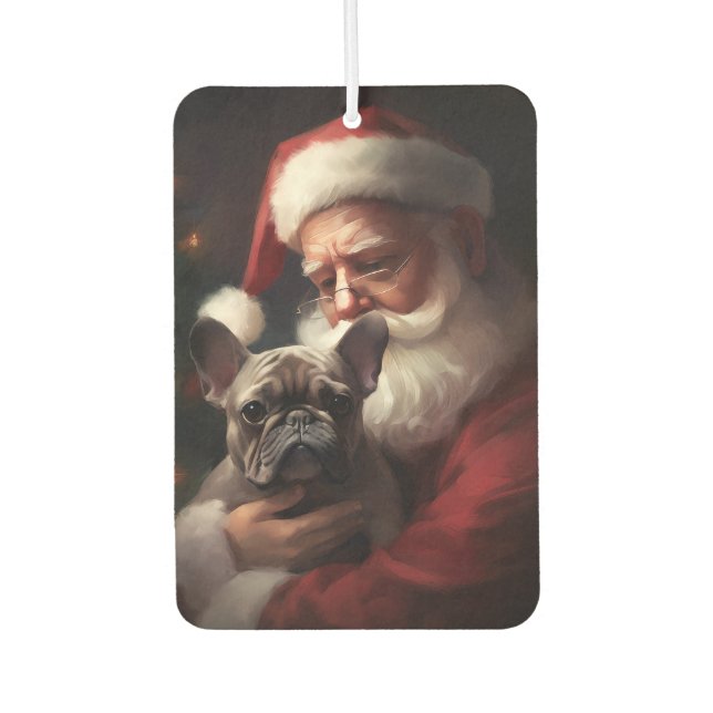 French Bulldog With Santa Claus Festive Christmas Air Freshener (Front)