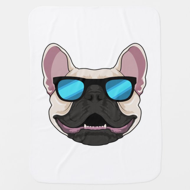 French Bulldog with Sunglasses Baby Blanket (Front)