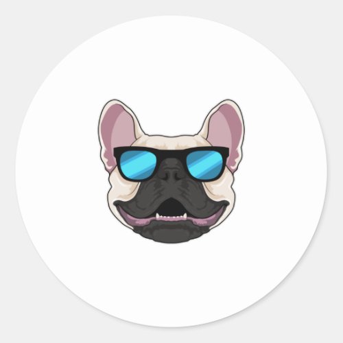 French Bulldog with Sunglasses Classic Round Sticker
