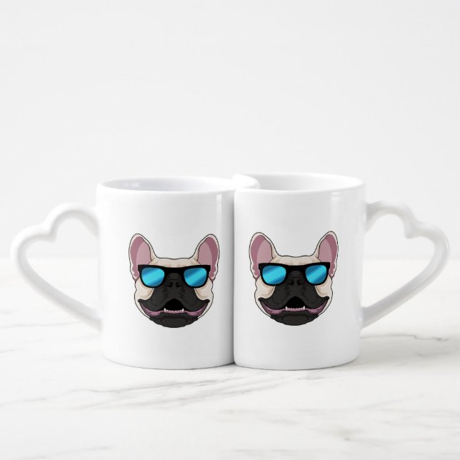 French Bulldog with Sunglasses Coffee Mug Set (Front Nesting)