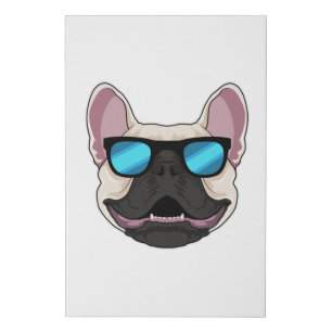 French Bulldog with Sunglasses Faux Canvas Print