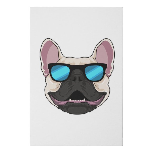 French Bulldog with Sunglasses Faux Canvas Print (Front)