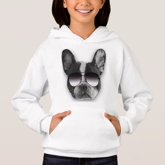 French Bulldog with Sunglasses Hoodie (Front)