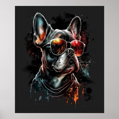 French Bulldog with Sunglasses  Poster