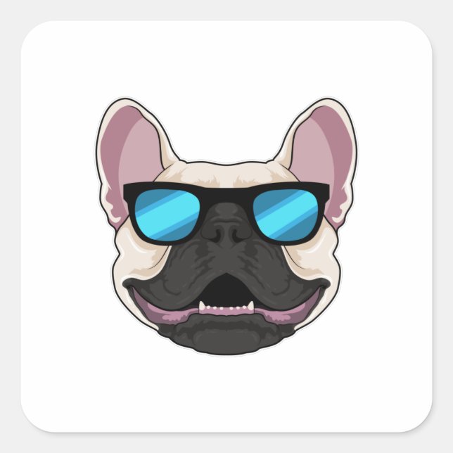 French Bulldog with Sunglasses Square Sticker (Front)