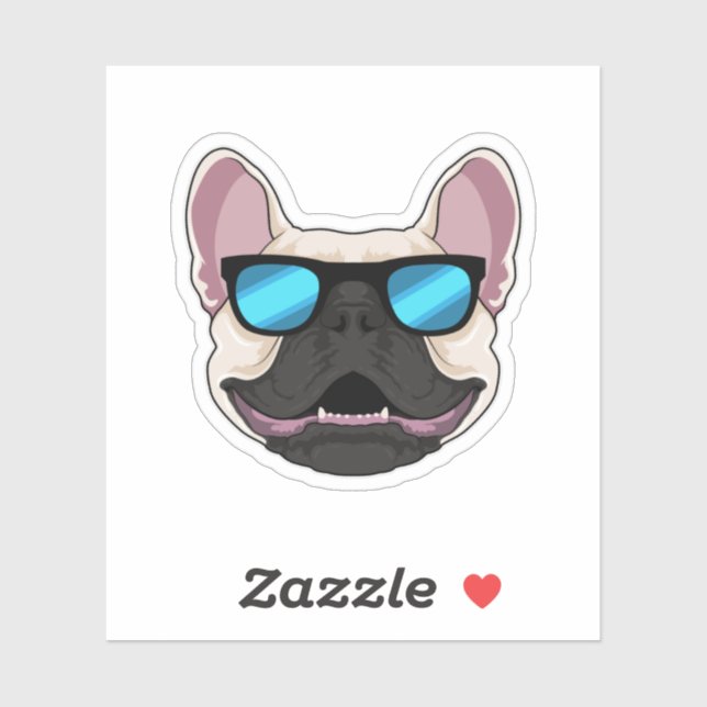 French Bulldog with Sunglasses Sticker (Sheet)