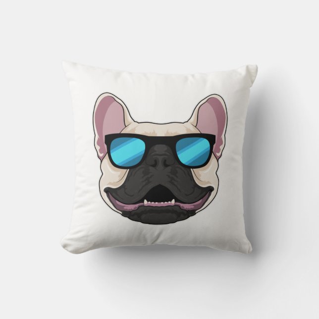 French Bulldog with Sunglasses Throw Pillow (Front)