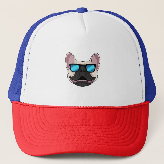 French Bulldog with Sunglasses Trucker Hat (Front)