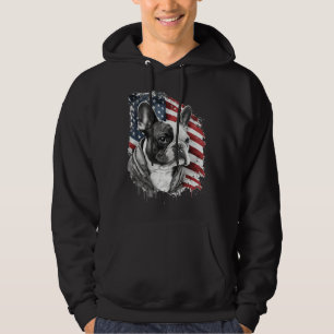 French Bulldog with the American Flag 1 Hoodie