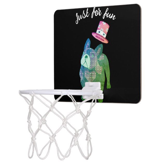 French Bulldog with top hat Mini Basketball Hoop (Left)