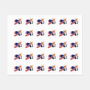 French Bulldog with USA Flag Labels