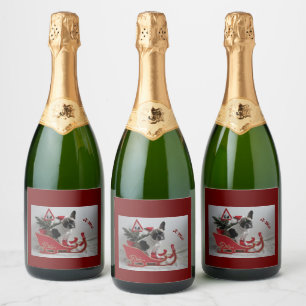 French Bulldog Xmas French Bulldog Sparkling Wine Label