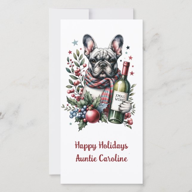 French Bulldog Xmas Holiday Watercolor design (Front)
