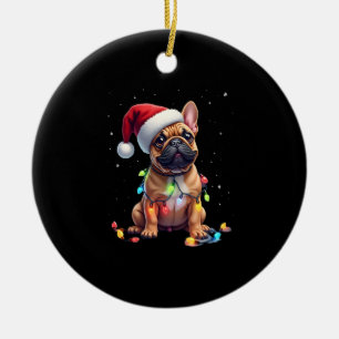 French Bulldog Xmas Lighting Santa French Bulldog Ceramic Ornament