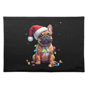 French Bulldog Xmas Lighting Santa French Bulldog Cloth Placemat