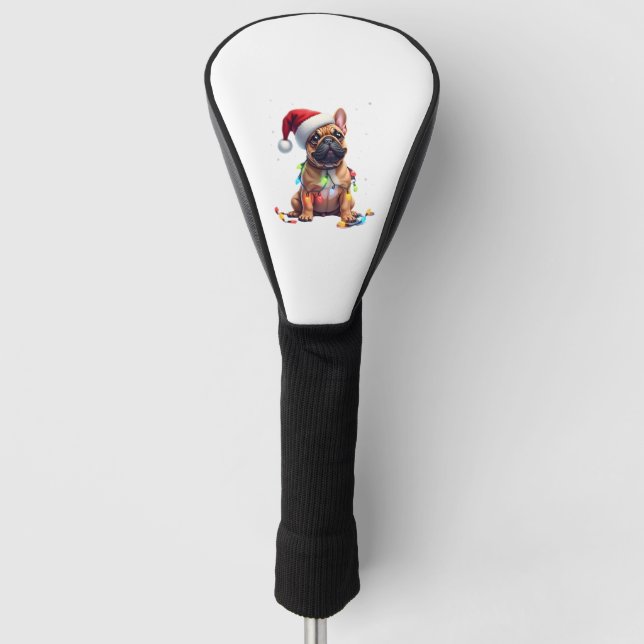 French Bulldog Xmas Lighting Santa French Bulldog  Golf Head Cover (Front)