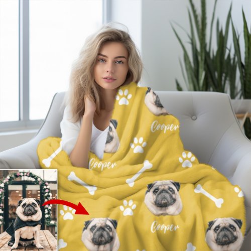 French Bulldog Yellow Personalized Pet Fleece Blanket
