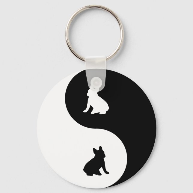 French Bulldog Yin Yang Keychain (Front)