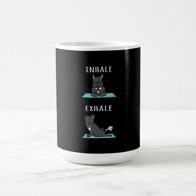 French Bulldog Yoga Inhale Exhale Funny Dog Gift Coffee Mug (Center)