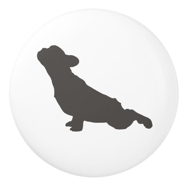 French Bulldog Yoga Pose Ceramic Knob (Front)