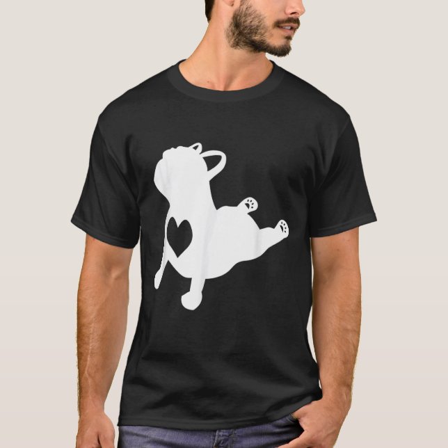 French Bulldog Yoga Pose Love Heart Frenchie Worko T-Shirt (Front)