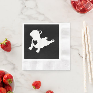 French Bulldog Yoga Pose Love Heart Gift Napkins
