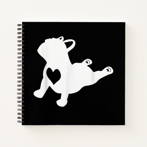 French Bulldog Yoga Pose Love Heart Gift Notebook