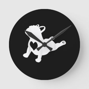 French Bulldog Yoga Pose Love Heart Gift Round Clock
