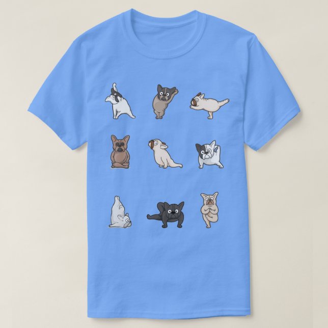 French Bulldog Yoga Poses Graphic T-Shirt (Design Front)