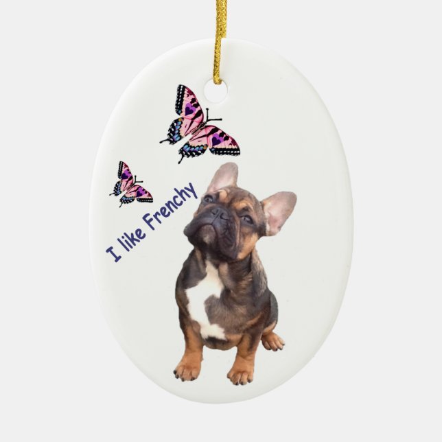 French bulldogge ceramic ornament (Front)