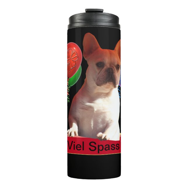 French bulldogge with balloons thermal tumbler (Front)
