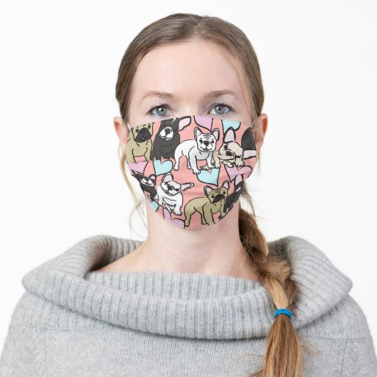 french bulldogs adult cloth face mask (Worn)