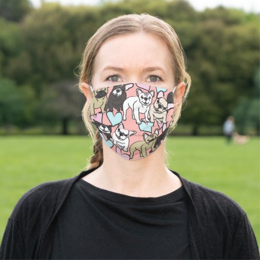 french bulldogs adult cloth face mask (Outside)