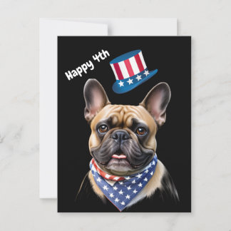 French Bulldogs America 4th of July Postcard