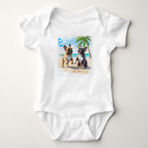 French Bulldogs Beach French Bulldog Baby Bodysuit
