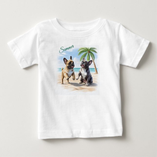 French Bulldogs Beach French Bulldog Baby T-Shirt (Front)